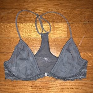 Gray Front Clasp Racerback Bralette